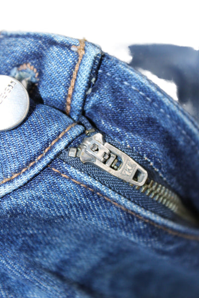 Joes Womens Straight Blue Cotton Jeans Mid Rise Button Casual Size 28