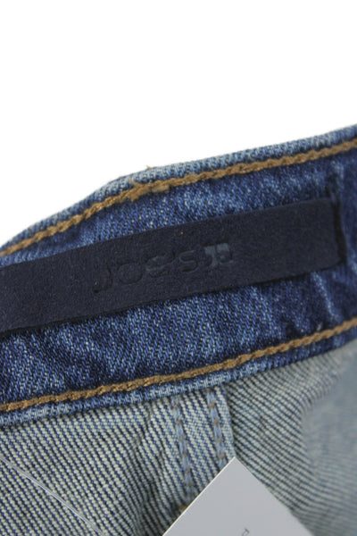 Joes Womens Straight Blue Cotton Jeans Mid Rise Button Casual Size 28