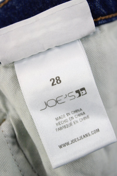 Joes Womens Straight Blue Cotton Jeans Mid Rise Button Casual Size 28