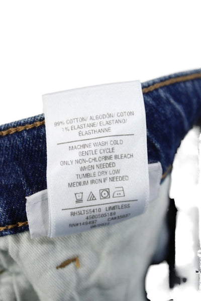 Joes Womens Straight Blue Cotton Jeans Mid Rise Button Casual Size 28