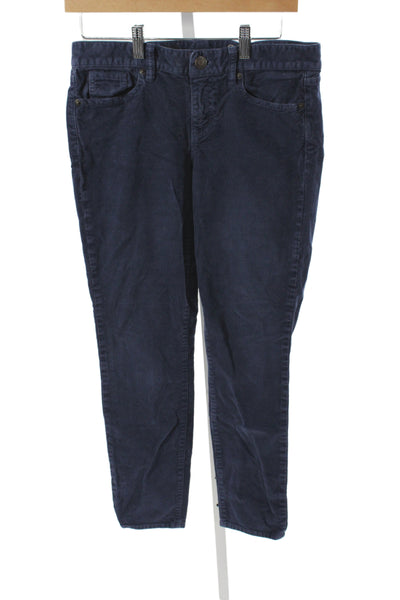J Crew Women Ankle Pants Blue Button Cotton Casual Size 28