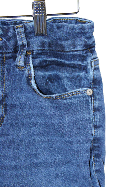 Frame Womens Cropped Jeans Blue Mid Rise Button Cotton Size 25