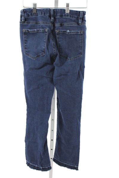 Frame Womens Cropped Jeans Blue Mid Rise Button Cotton Size 25