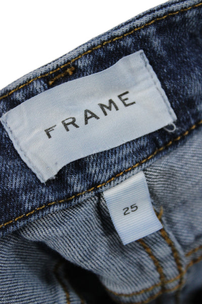 Frame Womens Cropped Jeans Blue Mid Rise Button Cotton Size 25