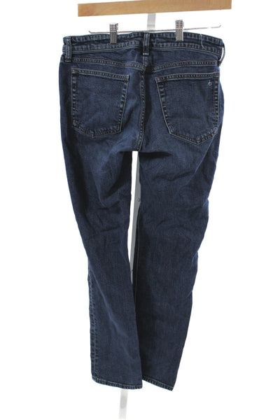 Rag & Bone Women Straight Jeans Blue Mid Rise Cotton Inseam 26 Size 26