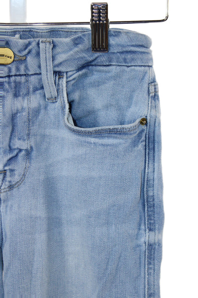 Frame Womens Straight Jeans Blue High Rise Button Cotton Size 26