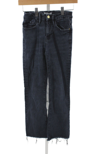 Frame Womens Cropped Black Jeans Cotton Mid Rise Size 25