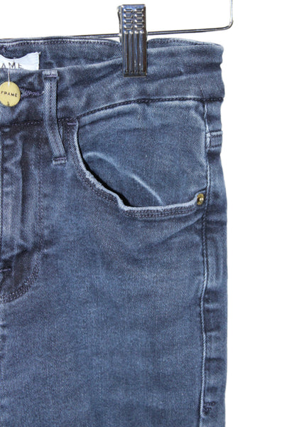 Frame Womens Cropped Black Jeans Cotton Mid Rise Size 25