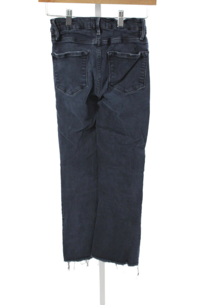 Frame Womens Cropped Black Jeans Cotton Mid Rise Size 25