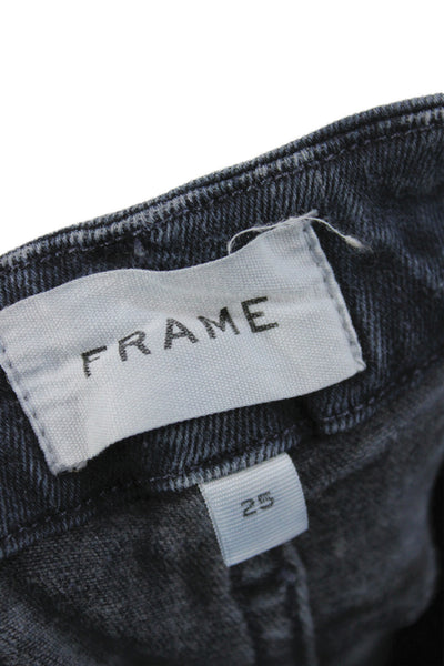 Frame Womens Cropped Black Jeans Cotton Mid Rise Size 25