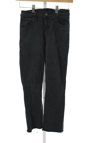 J Brand Womens Cropped Black Jeans Button Mid Rise Size 24