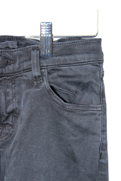 J Brand Womens Cropped Black Jeans Button Mid Rise Size 24