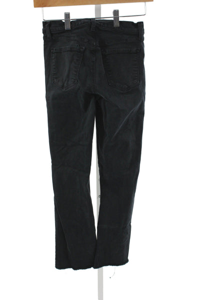J Brand Womens Cropped Black Jeans Button Mid Rise Size 24