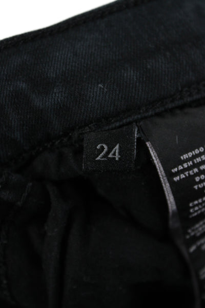 J Brand Womens Cropped Black Jeans Button Mid Rise Size 24