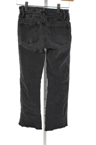 Frame Women Cropped Black Cotton Mid Rise Jeans Inseam 23 Size 25