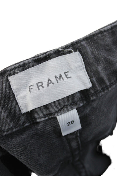 Frame Women Cropped Black Cotton Mid Rise Jeans Inseam 23 Size 25