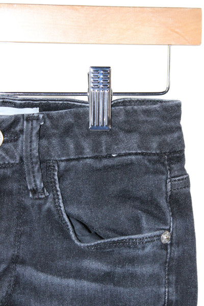 Frame Women Jeans Cropped Black Mid Rise Button Cotton Size 25