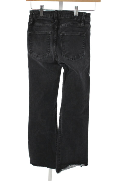 Frame Women Jeans Cropped Black Mid Rise Button Cotton Size 25