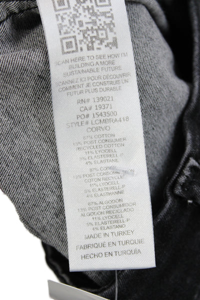 Frame Women Jeans Cropped Black Mid Rise Button Cotton Size 25