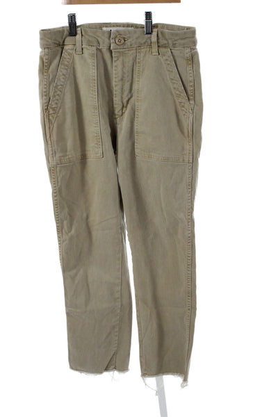 Amo Womens Chino Pants High Rise Beige Button Size 26
