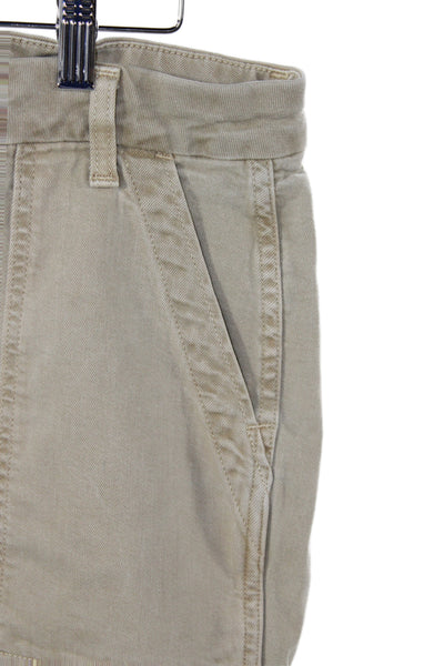 Amo Womens Chino Pants High Rise Beige Button Size 26