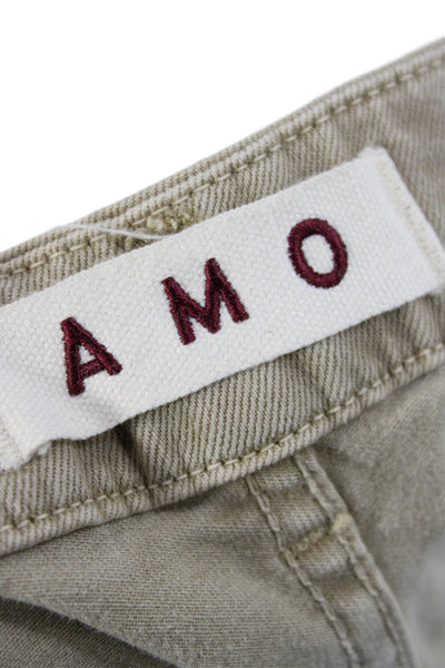 Amo Womens Chino Pants High Rise Beige Button Size 26