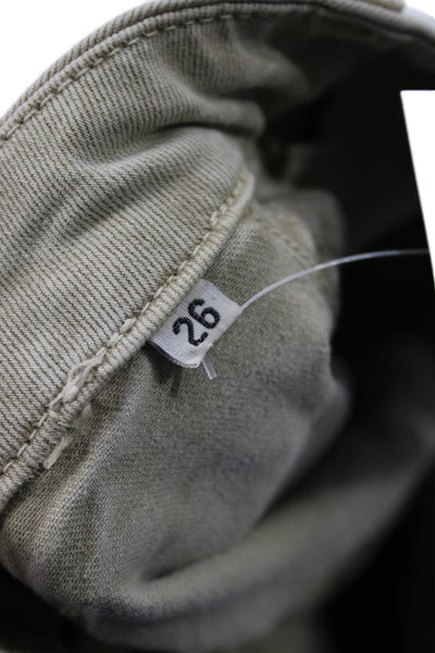 Amo Womens Chino Pants High Rise Beige Button Size 26