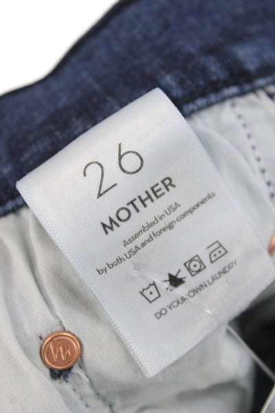 Mother Womens Ankle Jeans High Rise Blue Cotton Button Solid Size 26