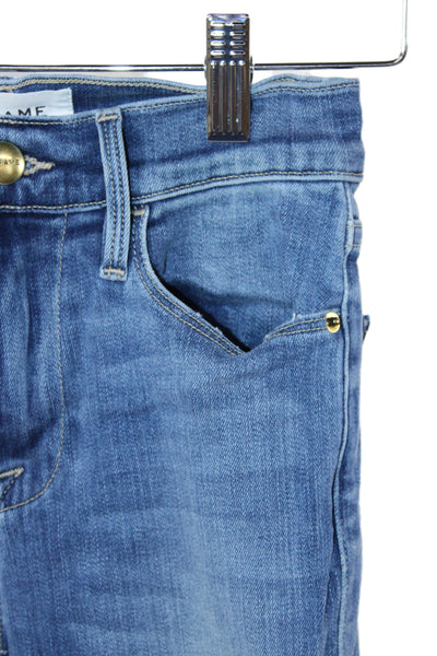 Frame Womens Skinny Jeans Blue Cotton Blend High Rise Size 24