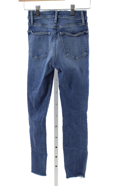 Frame Womens Skinny Jeans Blue Cotton Blend High Rise Size 24