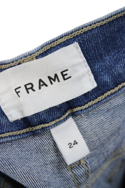 Frame Womens Skinny Jeans Blue Cotton Blend High Rise Size 24