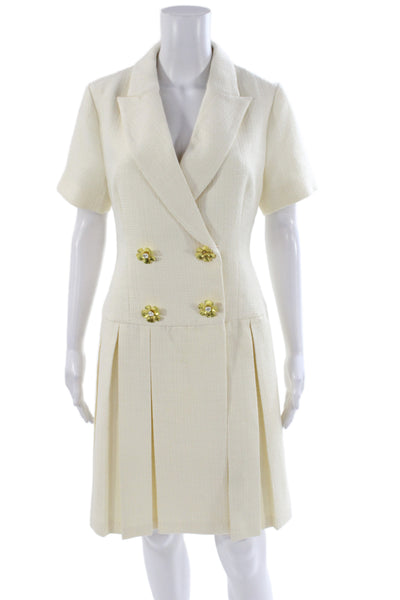 Mac Duggal Women Jacket Dress Ivory Collared Short Sleeve Size 4