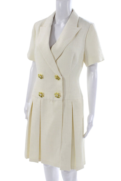 Mac Duggal Women Jacket Dress Ivory Collared Short Sleeve Size 4