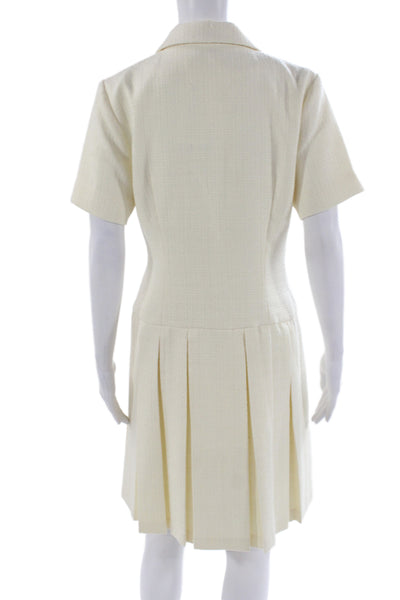 Mac Duggal Women Jacket Dress Ivory Collared Short Sleeve Size 4