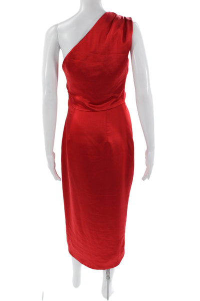 Elliatt Women One Shoulder Bodycon Cocktail Mid Calf Red Dress Size S