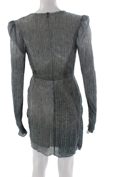 PatBO Womens Mini Striped Gray V-Neck Long Sleeve Cocktail Dress Size 6