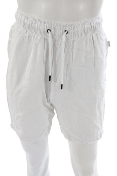 ONIA Mens Casual White Linen Drawstring Shorts Summer Size S