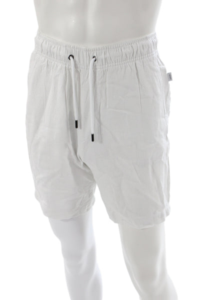 ONIA Mens Casual White Linen Drawstring Shorts Summer Size S