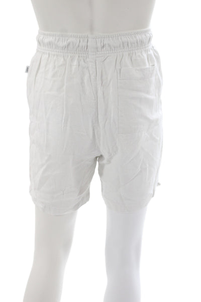 ONIA Mens Casual White Linen Drawstring Shorts Summer Size S