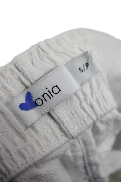 ONIA Mens Casual White Linen Drawstring Shorts Summer Size S