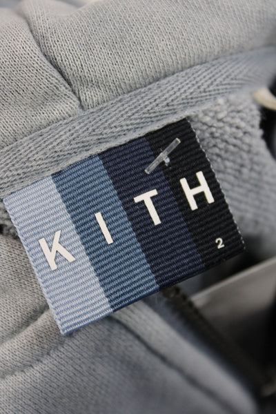 Kith Boys Cotton Half Zip Long Sleeve Hooded Top Faded Blue Size 2