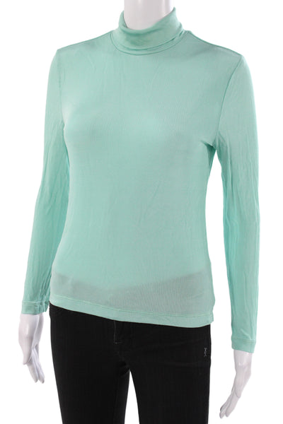 St. John Women Green Turtleneck Pullover Sweater Long Sleeve Solid Size S
