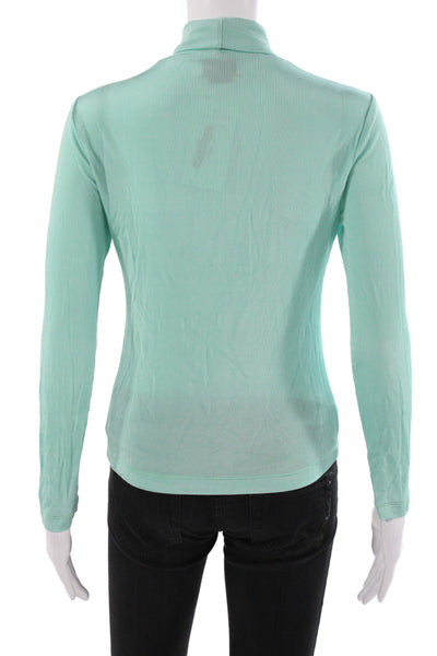 St. John Women Green Turtleneck Pullover Sweater Long Sleeve Solid Size S