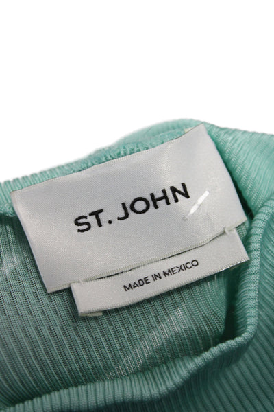 St. John Women Green Turtleneck Pullover Sweater Long Sleeve Solid Size S