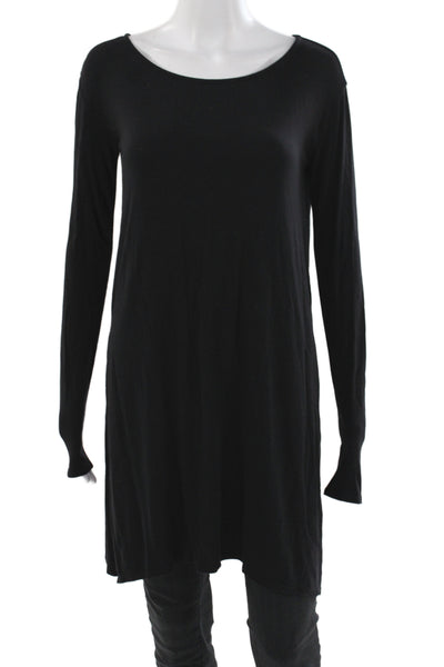 Calypso Saint Barth Women Shift Top Black Scoop Neck Long Sleeve Size XS