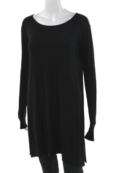 Calypso Saint Barth Women Shift Top Black Scoop Neck Long Sleeve Size XS