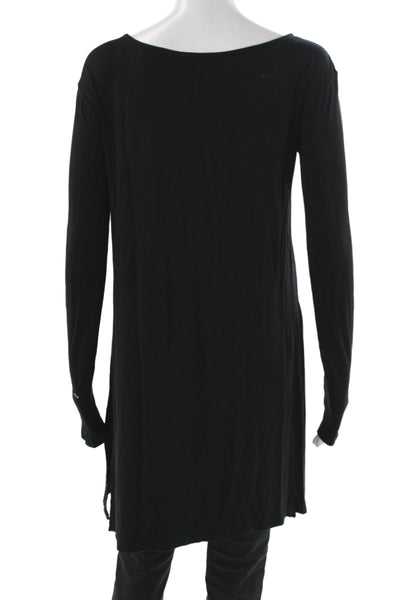 Calypso Saint Barth Women Shift Top Black Scoop Neck Long Sleeve Size XS