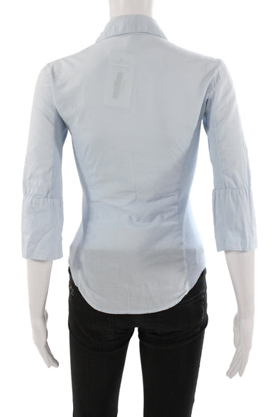 Standard James Perse Womens Basic Button-Up Collared 3/4 Sleeve Blue Size 0