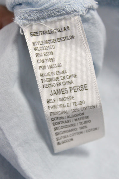 Standard James Perse Womens Basic Button-Up Collared 3/4 Sleeve Blue Size 0