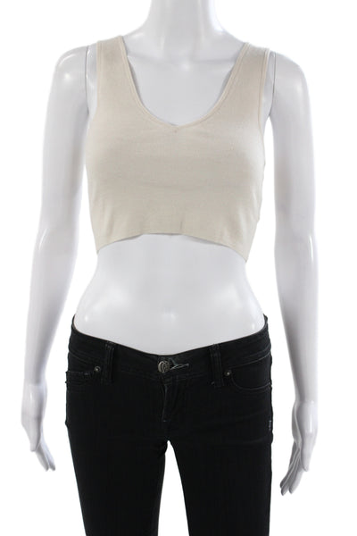 Naked Cashmere Womens V-Neck Sleeveless Pullover Beige Size S